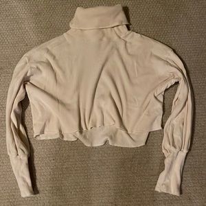 Cream LNA cropped turtleneck